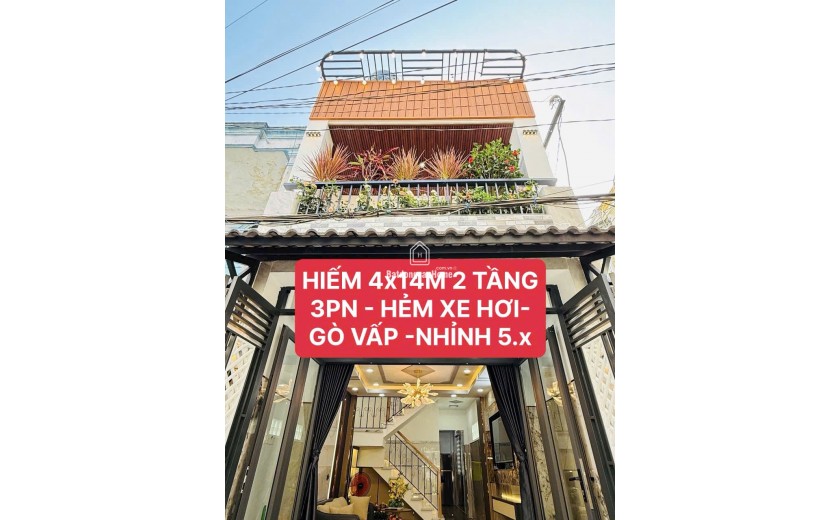 HIẾM NHÀ ✨4❌14M, 2 TẦNG 3PN, QUANG TRUNG GÒ VẤP, HẺM XE HƠI, CHỈ 5.45 TỶ TL